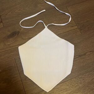 Aritzia Babaton white sculpt knit halter top with tie